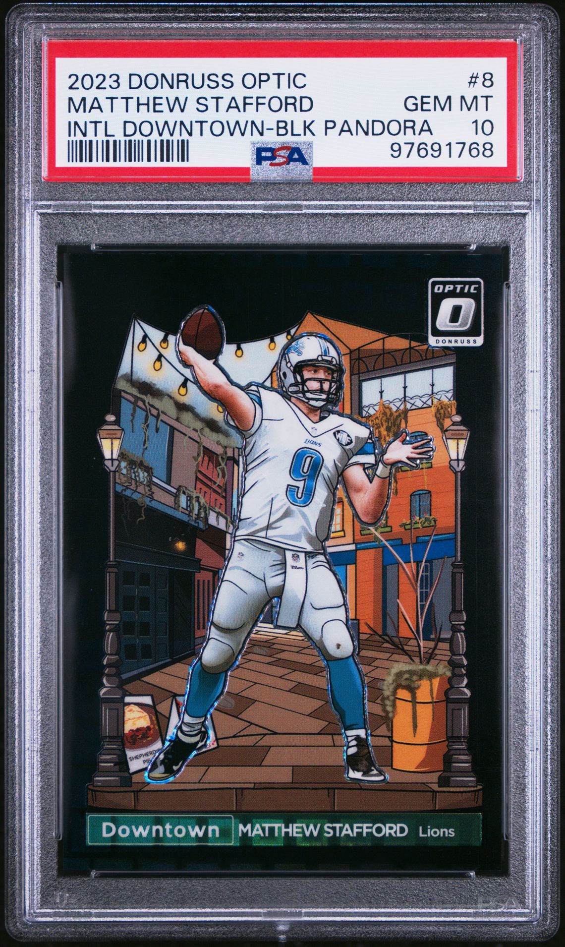 2023 Panini PANINI DONRUSS OPTIC INTERNATIONAL DOWNTOWN INTL DOWNTOWN-BLK PANDORA #8 Matthew Stafford front