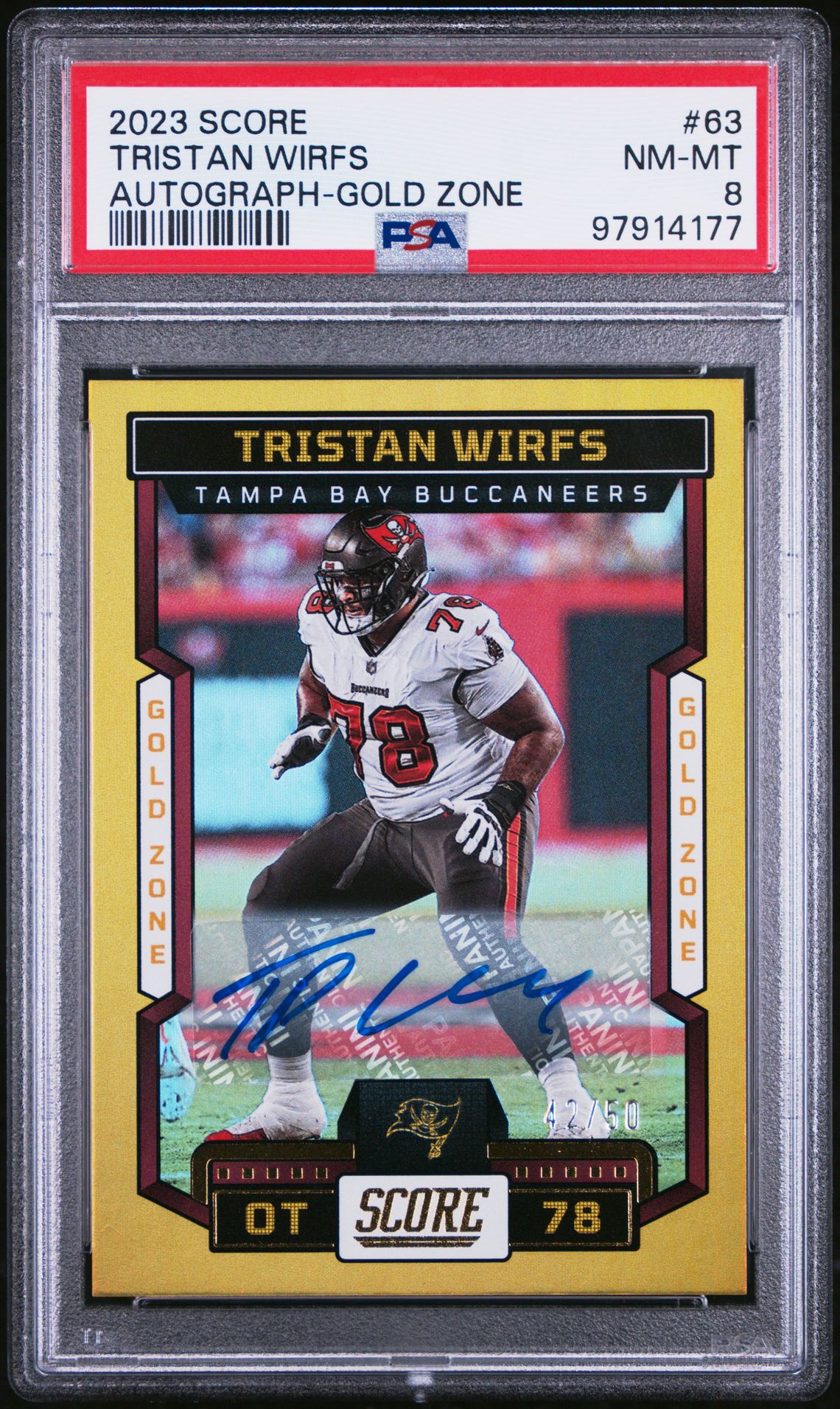 2023 Panini PANINI SCORE AUTOGRAPH-GOLD ZONE #63 Tristan Wirfs front