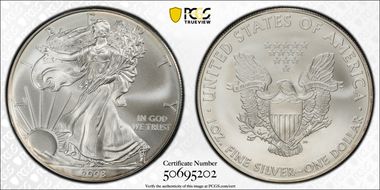 2008 $1 Silver Eagle MS69