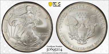 2006 $1 Silver Eagle MS68