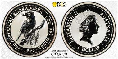 1995 $1 Kookaburra Ag MS70