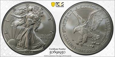 2024-W $1 Burnished Silver Eagle SP68