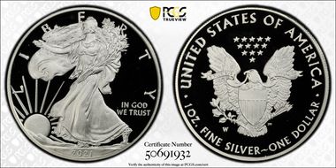 2021-W  $1 Silver Eagle - Type 1 PR69DCAM
