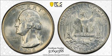 1936-D 25C MS66