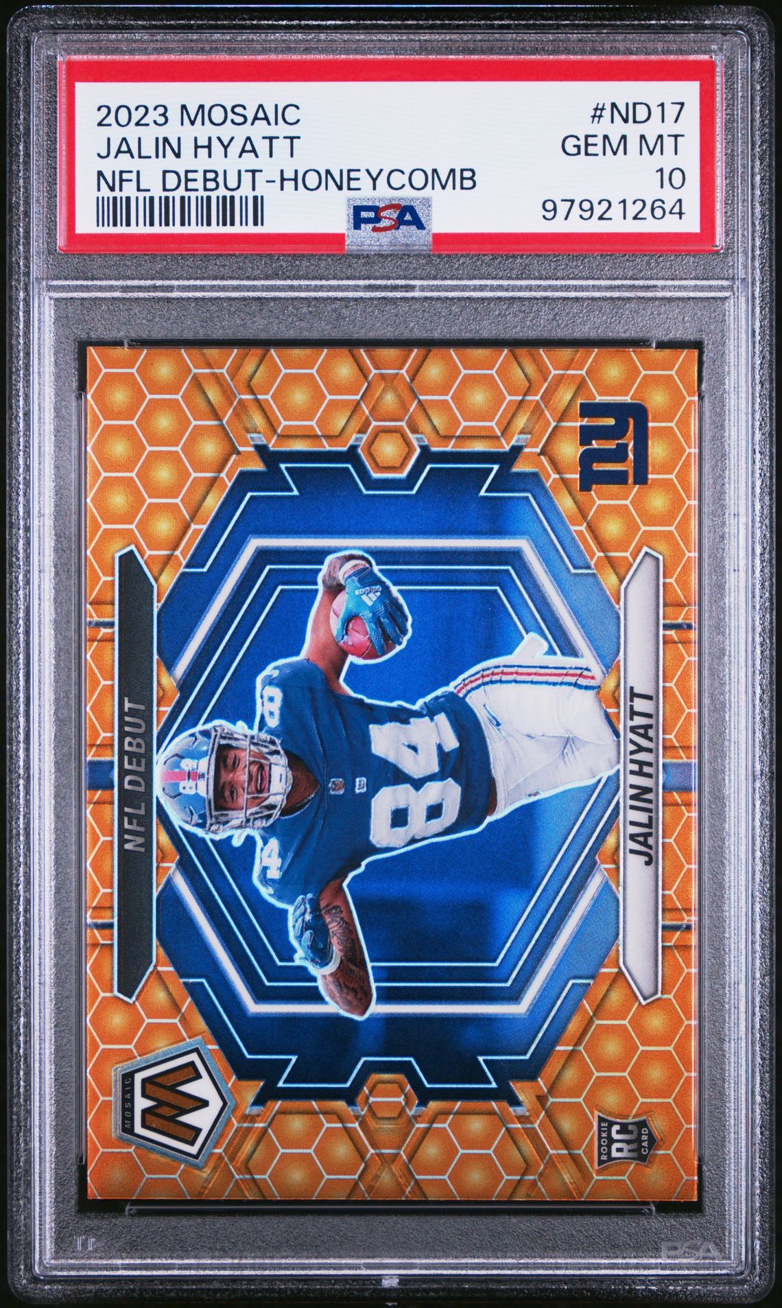 2023 Panini Mosaic Nfl Debut Jalin Hyatt #Nd17 (Nfl Debut-Honeycomb) Gem Mt 10 front