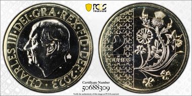 2023 £2 National Flowers with Crown Privy MS66