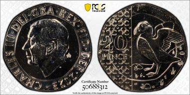 2023 20p Puffin with Crown Privy MS65
