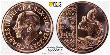 2023 2p Red Squirrel with Crown Privy MS65RD