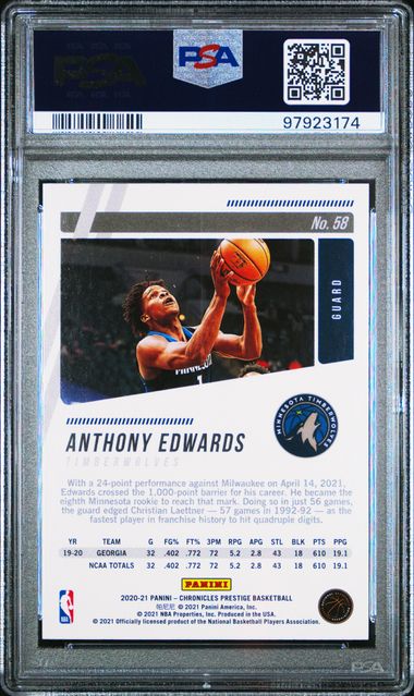 2020 Panini Chronicles Anthony Edwards #58 Mint 9 back