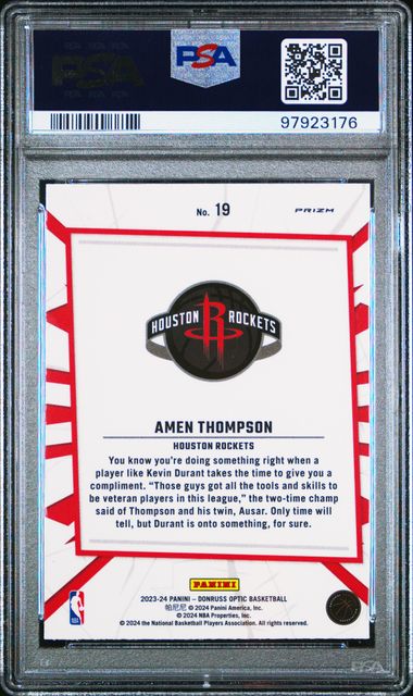 2023 Panini Donruss Optic My House Amen Thompson #19 (My House-Purple) Mint 9 back