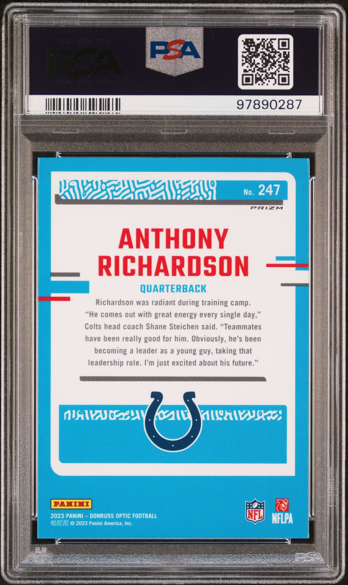 2023 Panini Donruss Optic Anthony Richardson #247 (Holo) Gem Mt 10 back