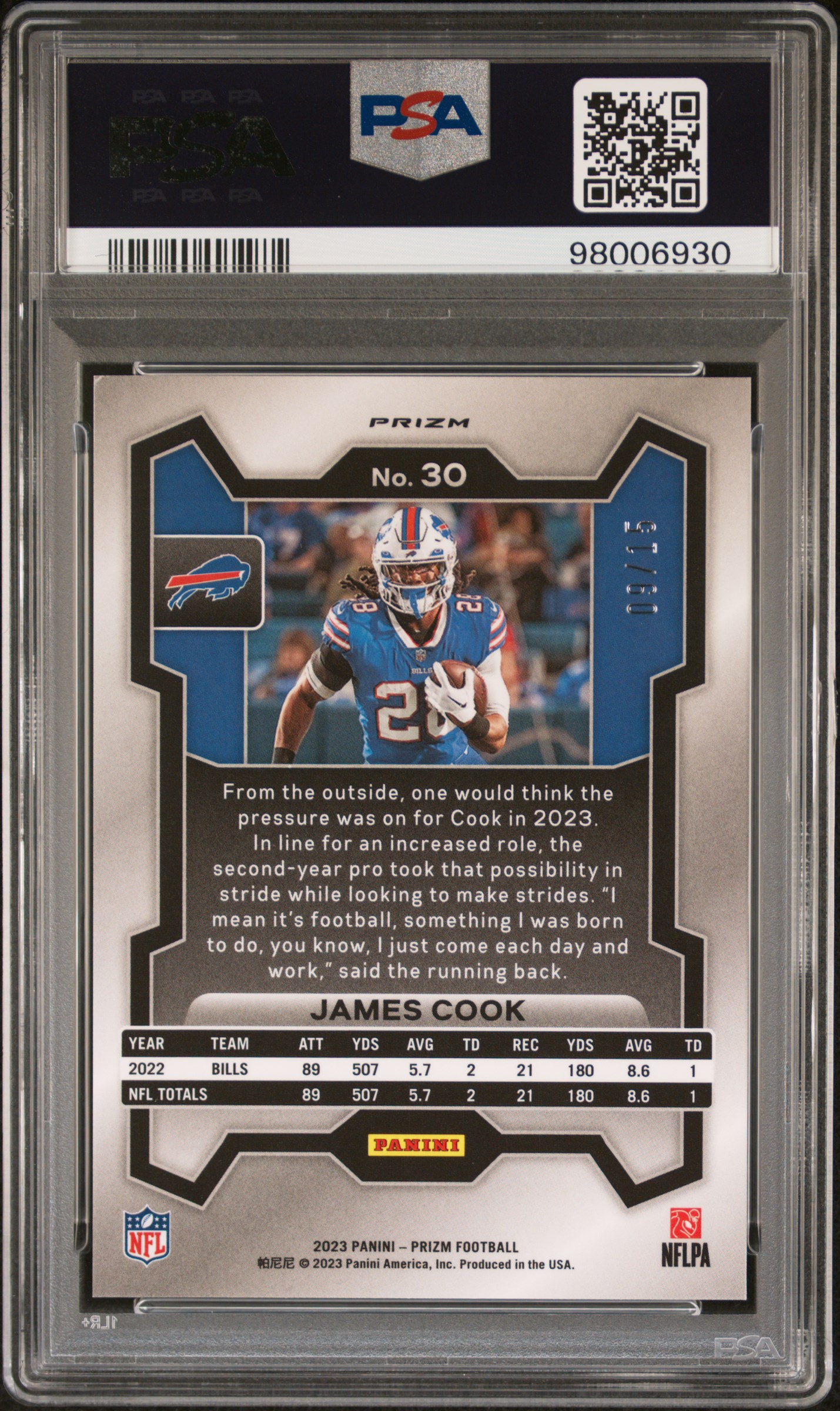 2023 Panini Prizm James Cook #30 (Forest Camo) Nm-Mt 8 back