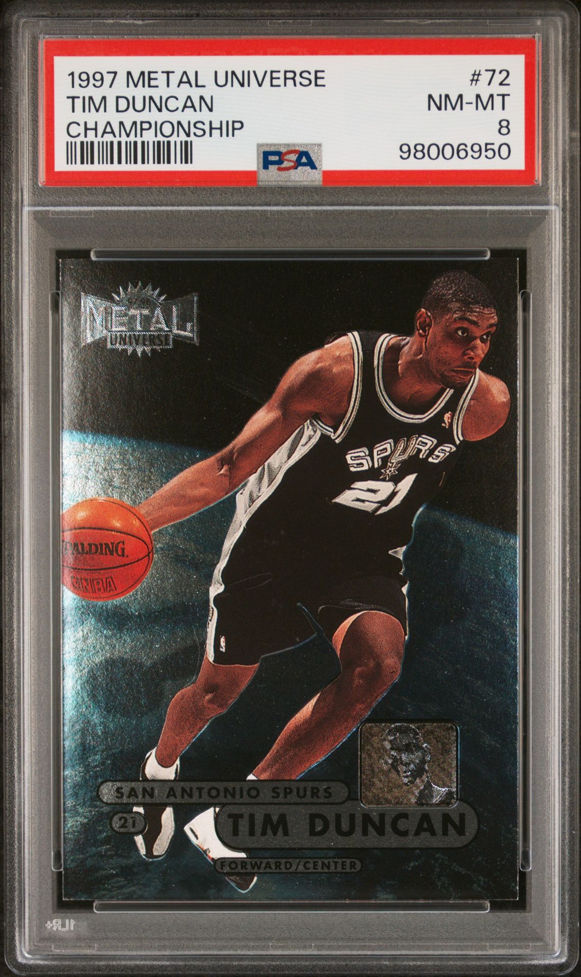 1997 Metal Universe Championship Tim Duncan #72 (Championship) Nm-Mt 8 front