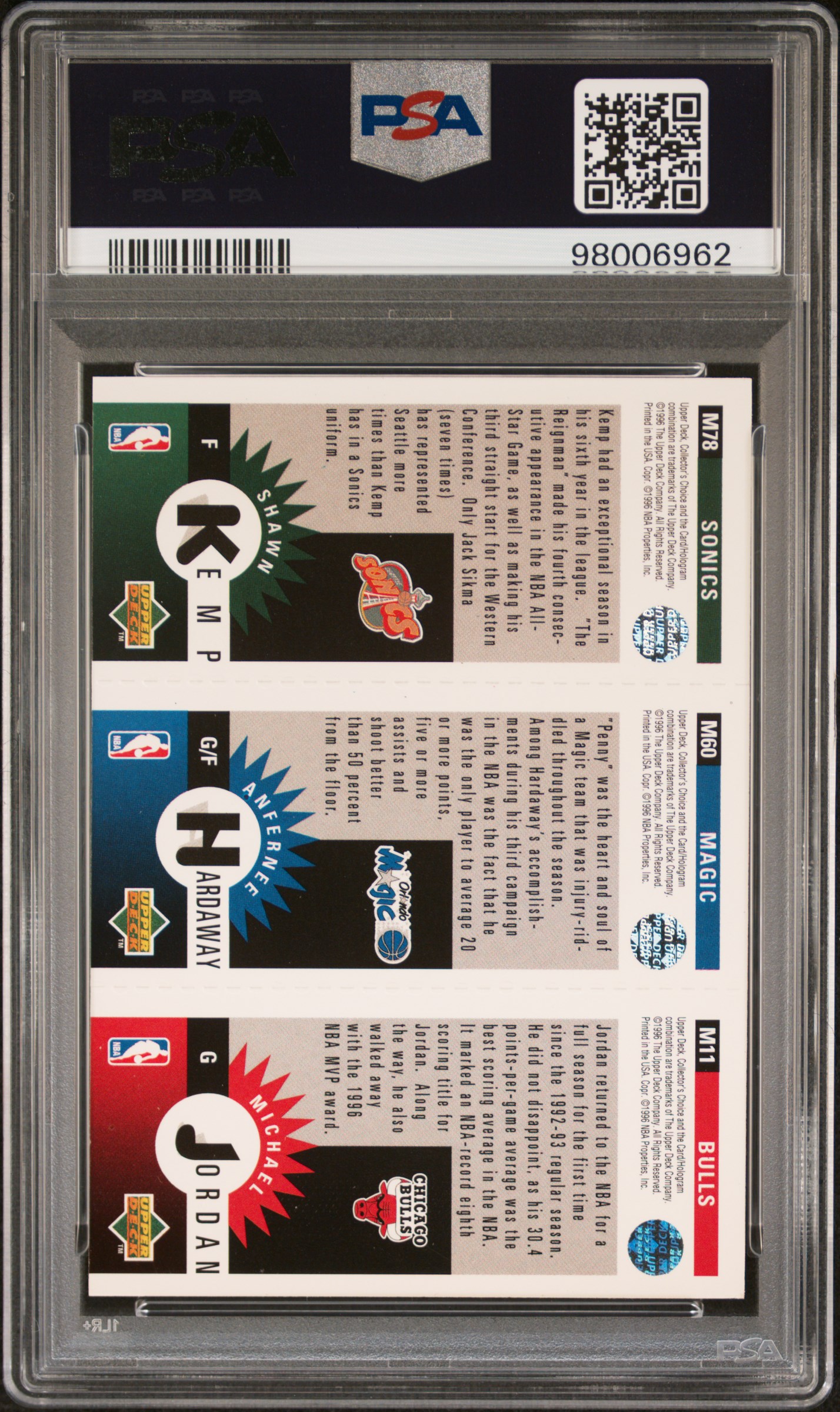 1996 Collector's Choice International German Mini Cards Hrdaway/Jordan/Kemp (Inter. German Mini-Cards) Ex-Mt 6 back