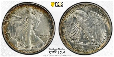 1917-S 50C Reverse MS62