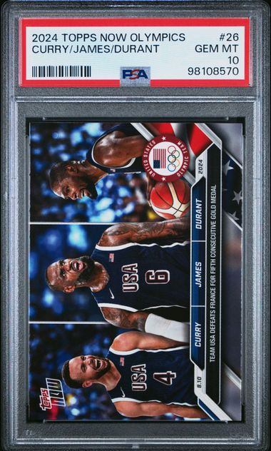 2024 Topps Now Olympic Games Curry/James/Durant #26 Gem Mt 10 front