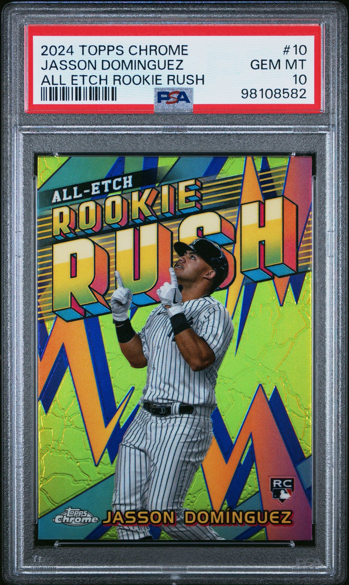 2024 Topps Chrome Chrome All Etch Rookie Rush Jasson Dominguez #10 Gem Mt 10 front
