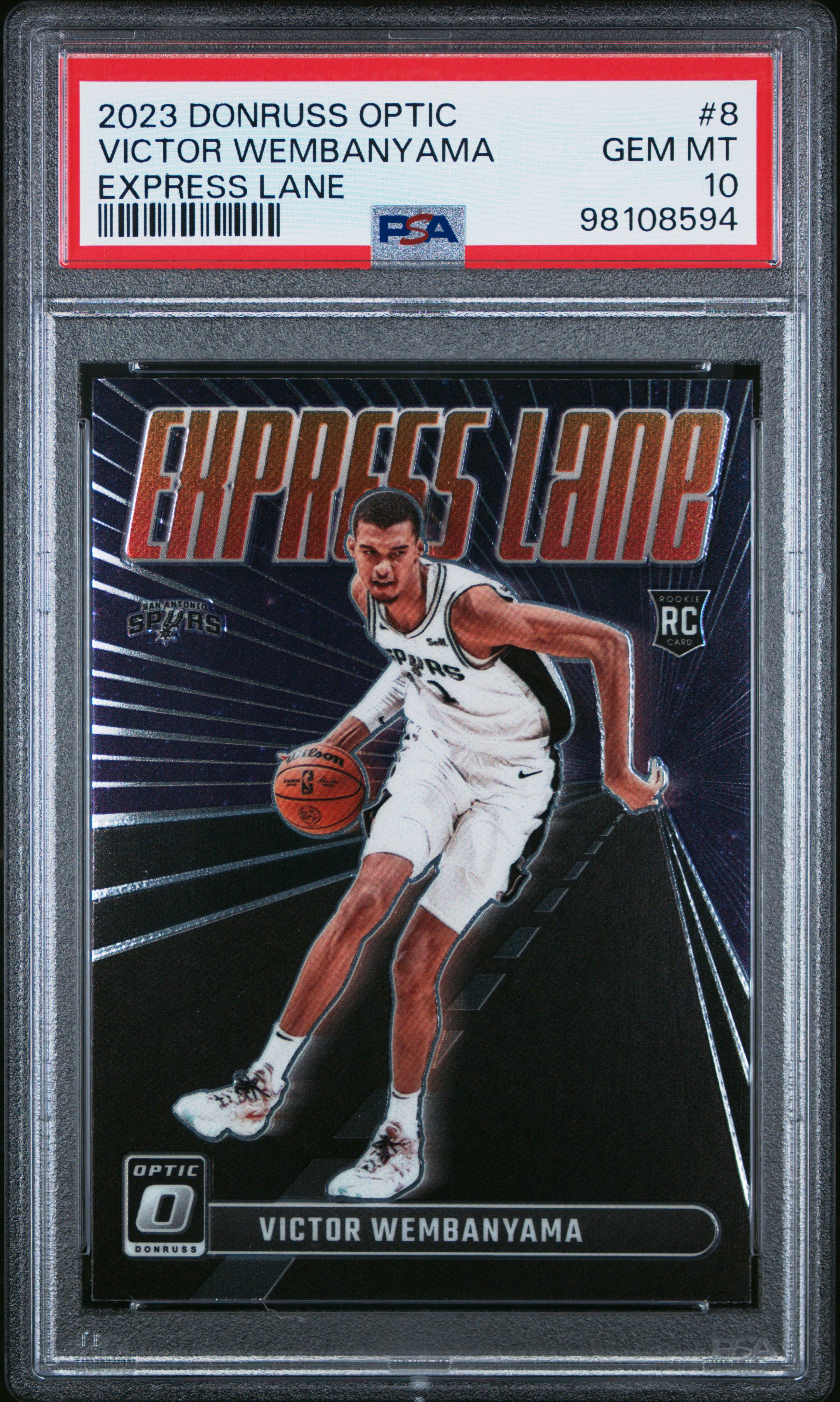 2023 Panini Donruss Optic Express Lane Victor Wembanyama #8 Gem Mt 10 front