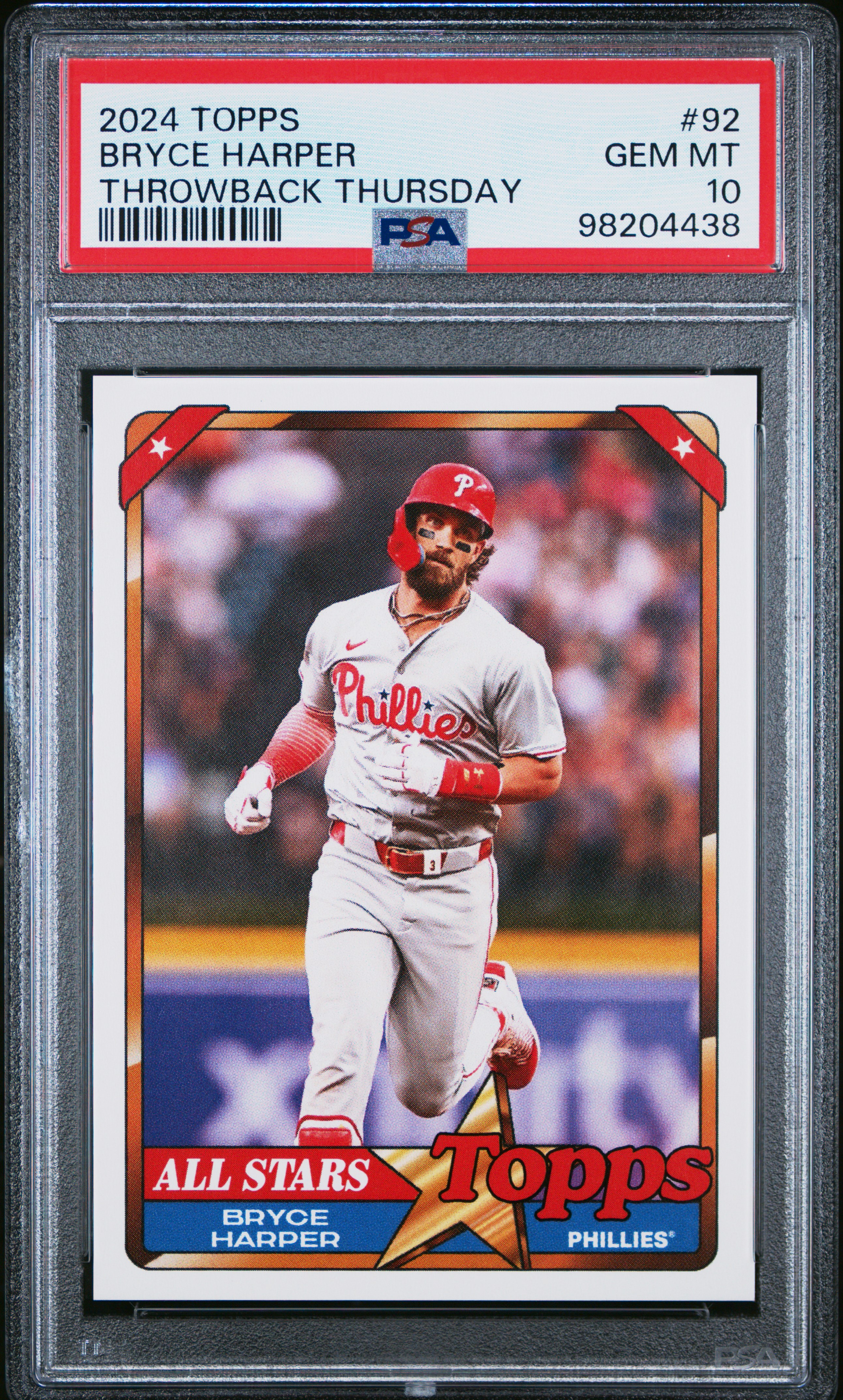 2024 Topps Throwback Thursday Bryce Harper #92 Gem Mt 10 back