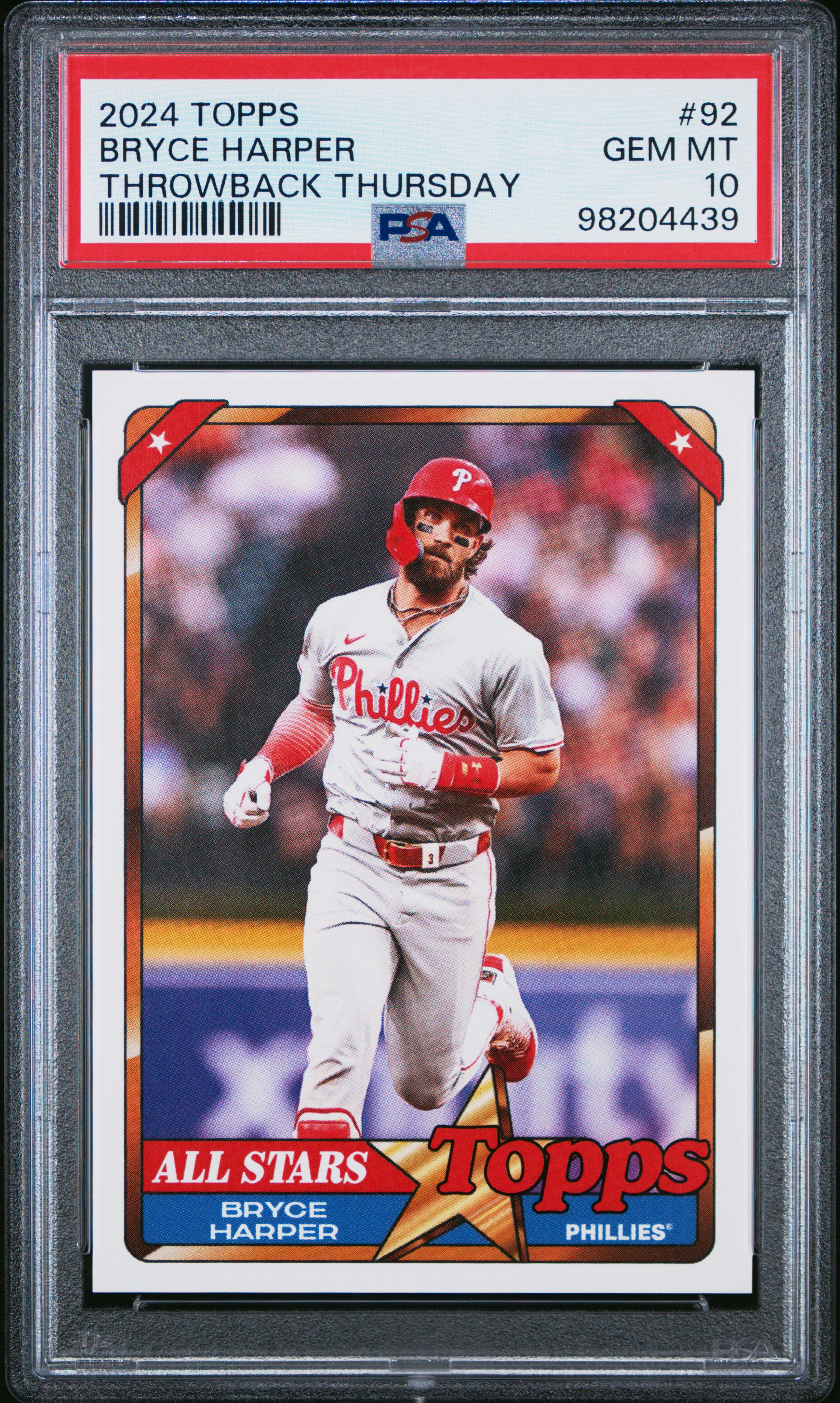 2024 Topps Throwback Thursday Bryce Harper #92 Gem Mt 10 back