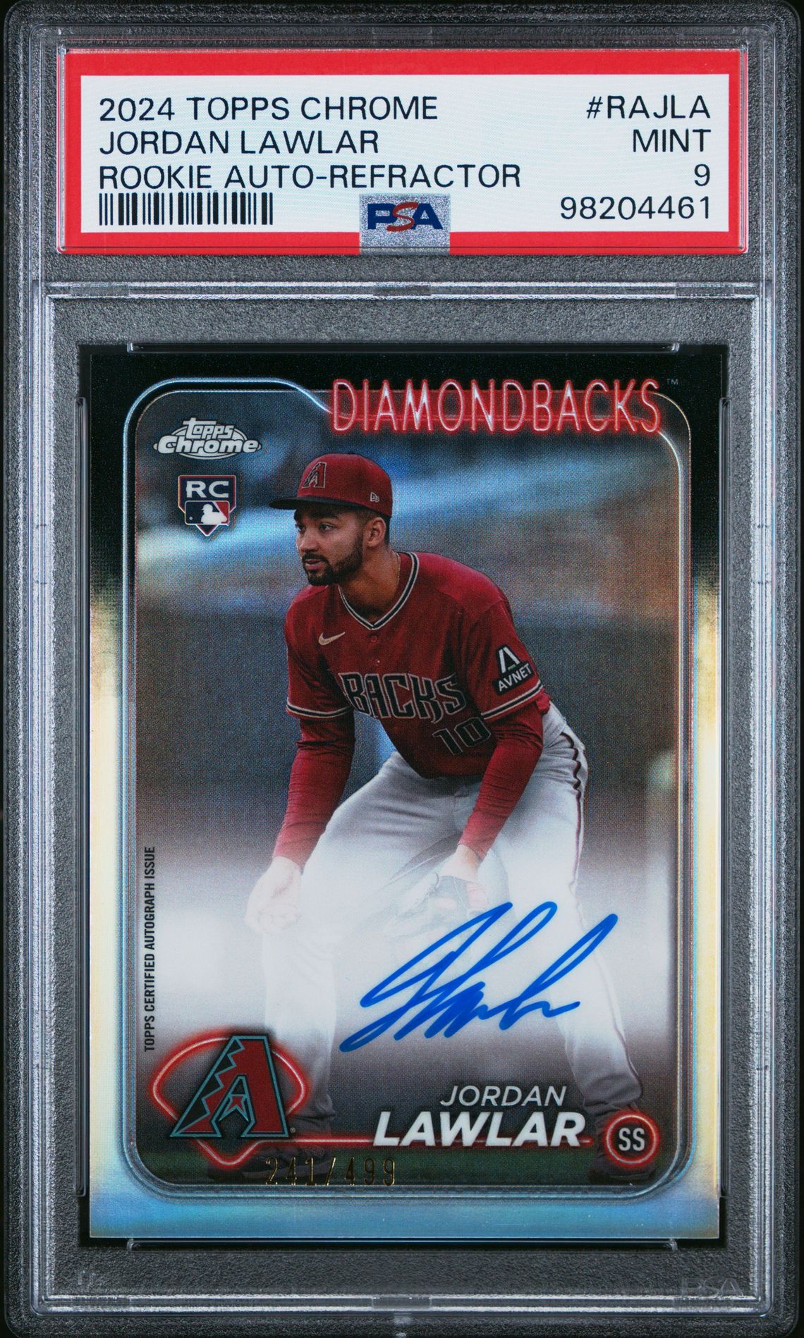 2024 Topps Chrome Rookie Autographs Jordan Lawlar #Rajla (Rookie Auto-Refractor) Mint 9 front