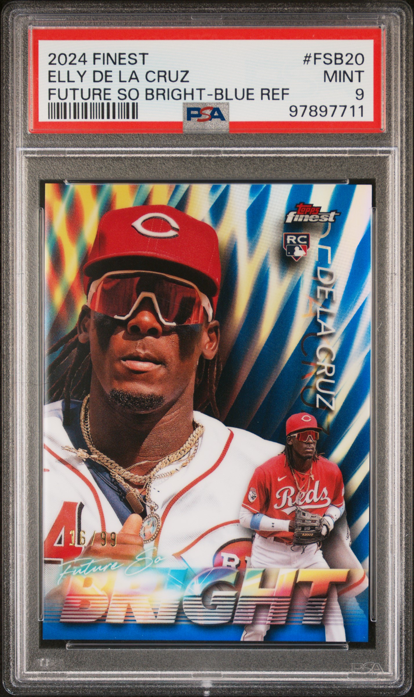 2024 Topps Finest Future So Bright Elly De La Cruz #Fsb20 (Future So Bright-Blue Ref) Mint 9 front