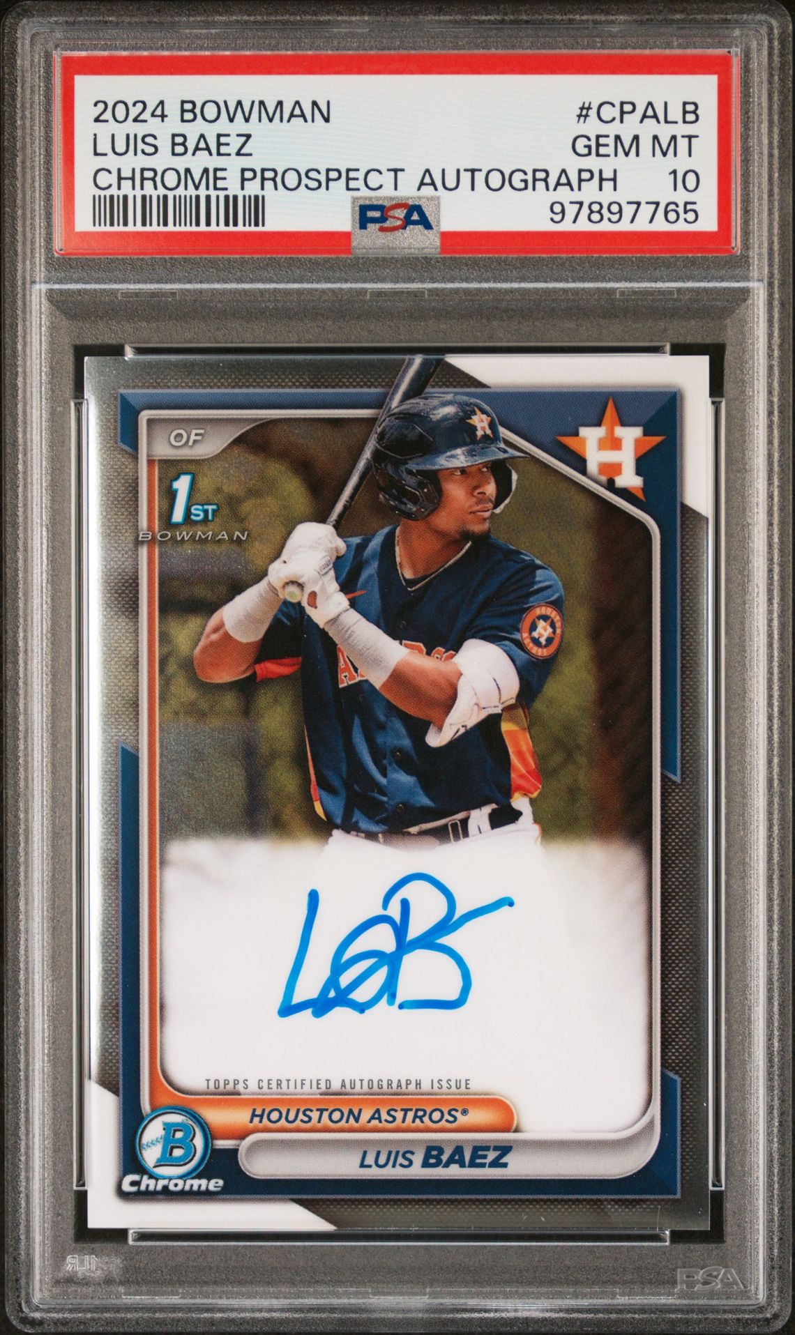 2024 Bowman Chrome Prospect Autographs Luis Baez #Cpalb Gem Mt 10 front