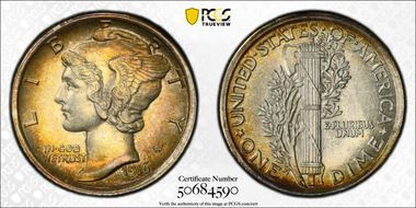 1916 10C Mercury MS65FB