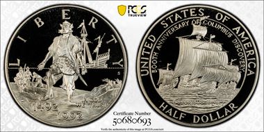 1992-S 50C Columbus PR69DCAM