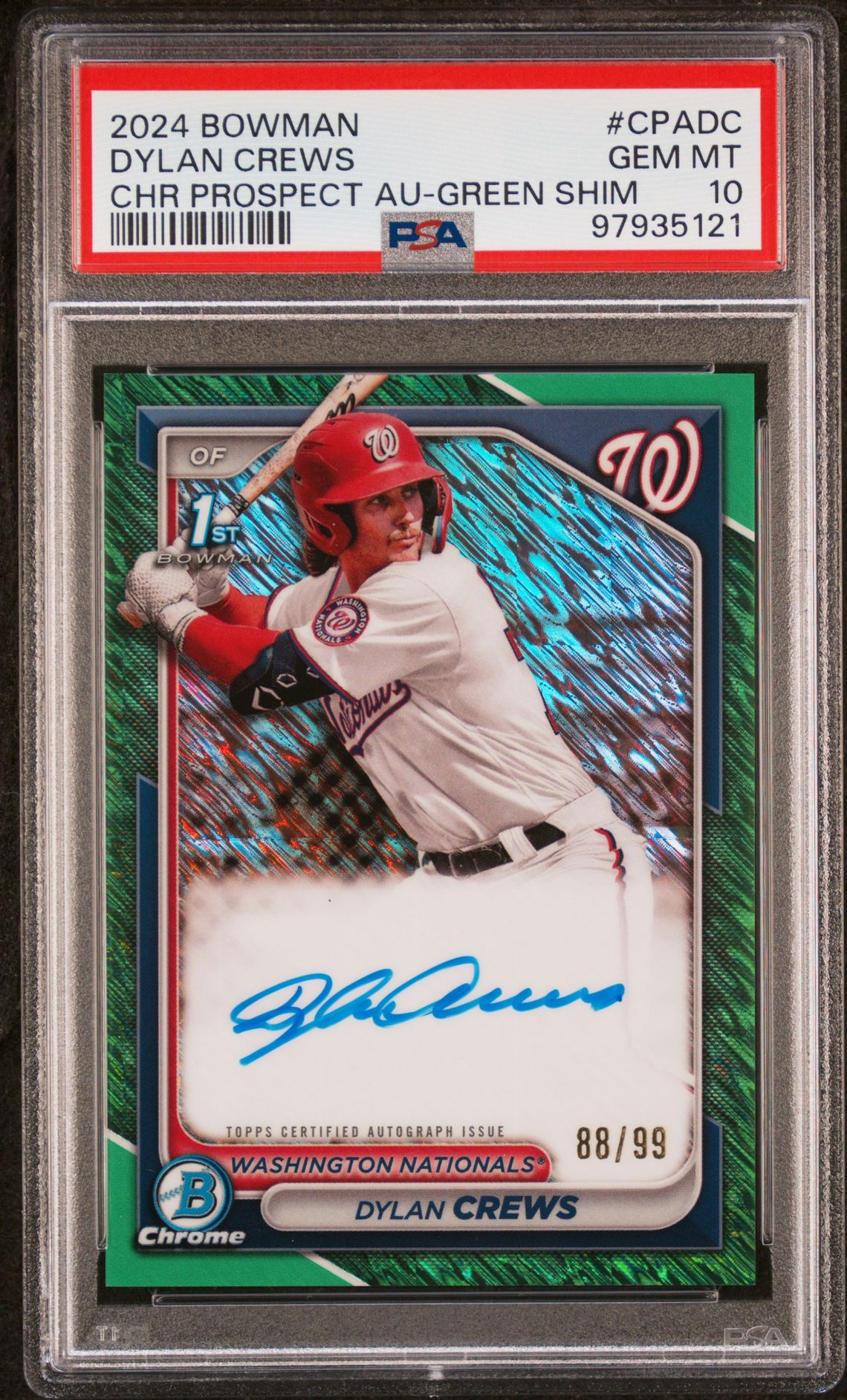 2024 Bowman Bowman Chrome CHR PROSPECT AU-GREEN SHIM Dylan Crews front