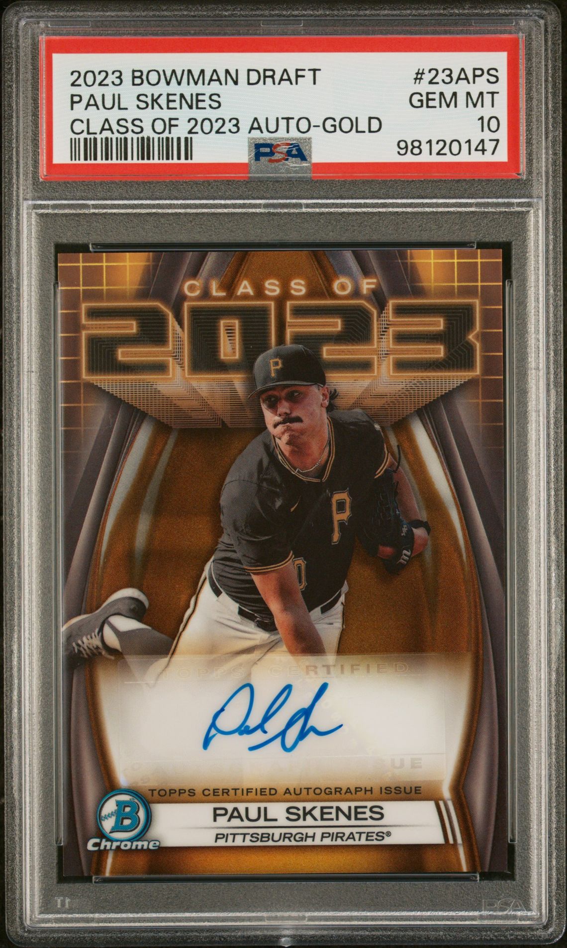 2023 Bowman BOWMAN DRAFT CLASS OF 2023 AUTOGRAPH GOLD REF #23APS Paul Skenes front