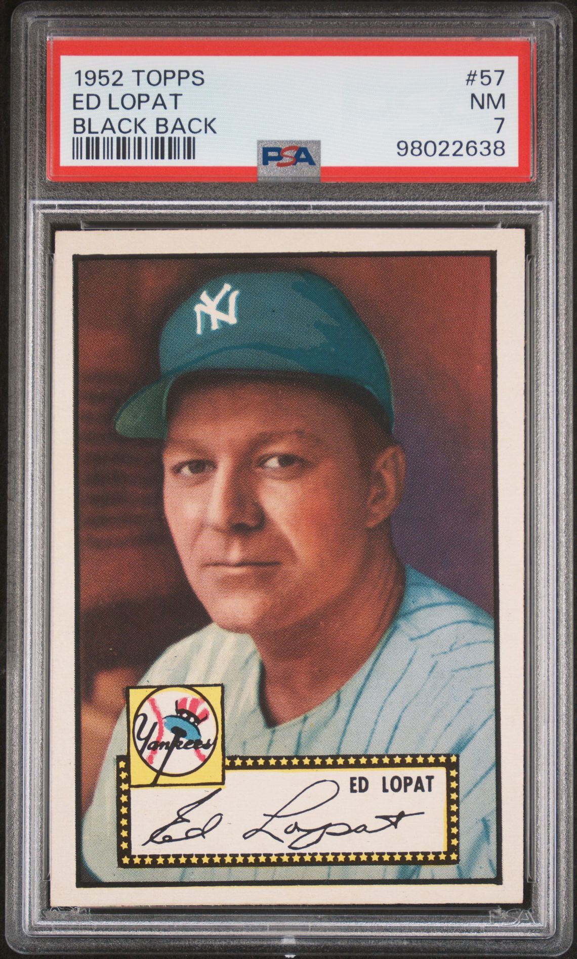 1952 Topps TOPPS BLACK BACK #57 Ed Lopat front