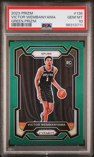 2023 Panini PANINI PRIZM GREEN PRIZM #136 Victor Wembanyama front