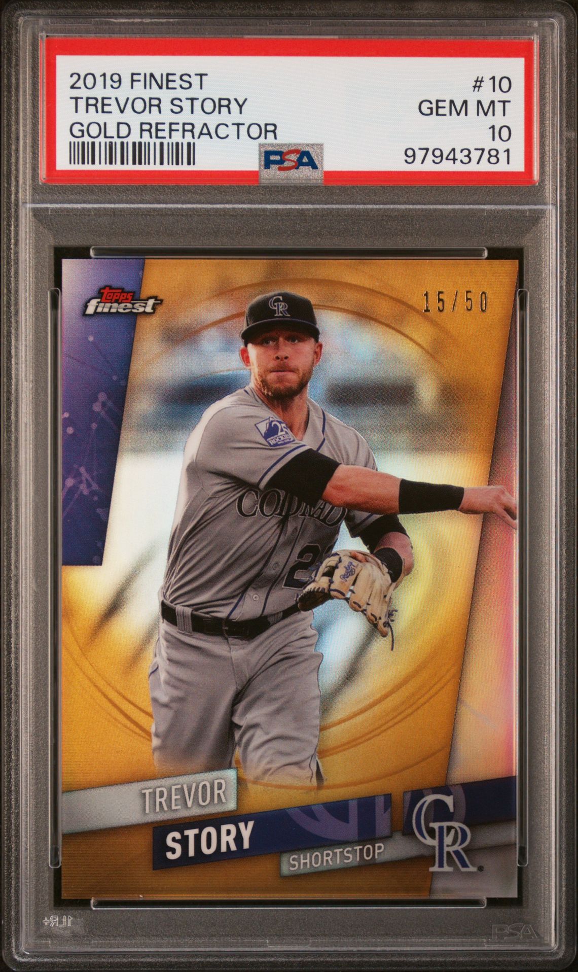2019 Topps FINEST Gold Refractor #10 Trevor Story front