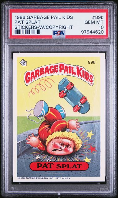 1986 Topps GARBAGE PAIL KIDS STICKERS W/COPYRIGHT #89B Pat Splat front