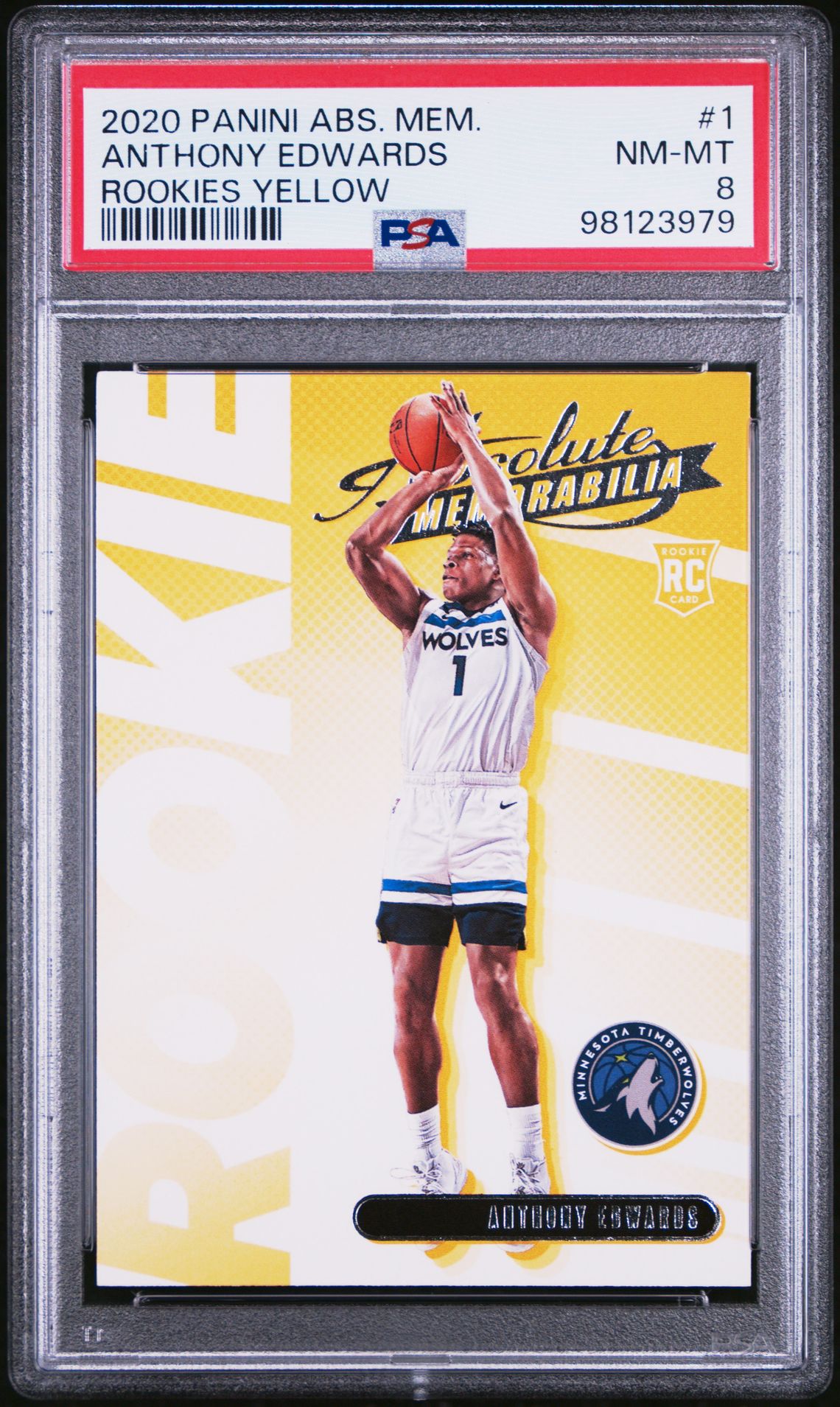 2020 Panini PANINI ABSOLUTE MEMORABILIA ROOKIES YELLOW #1 Anthony Edwards front