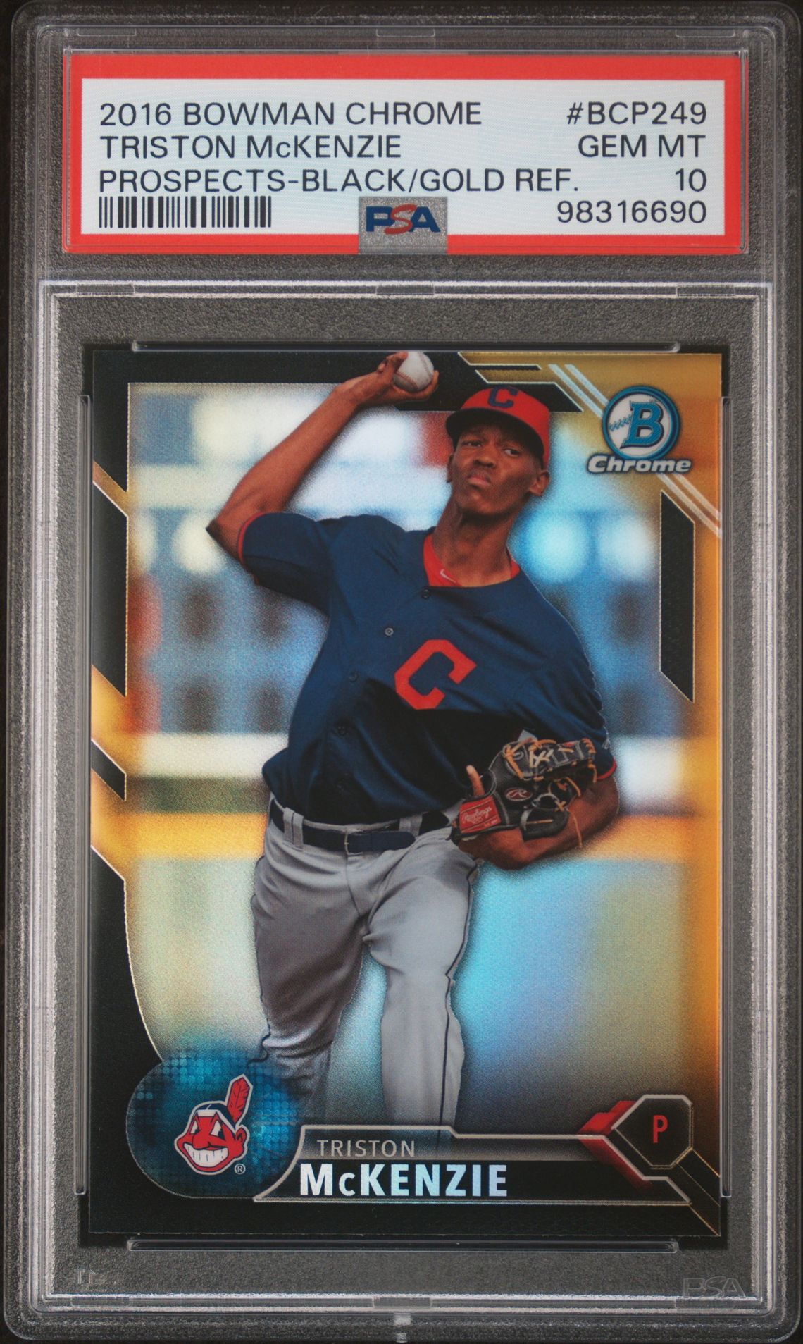 2016 Bowman BOWMAN CHROME PROSPECTS Black Gold #BCP249 Triston Mckenzie front