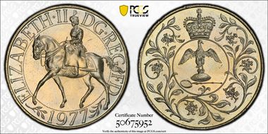 1977 25p Jubilee Cu/Ni S-LL2 MS65