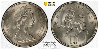 1968 10p S-F1 New Pence MS66