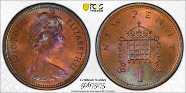 1971 1p S-B1 New Penny MS65RB