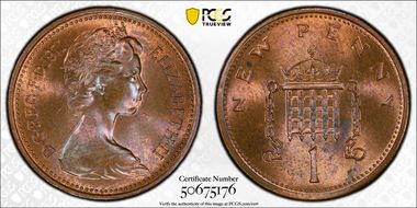 1971 1p S-B1 New Penny MS65RB