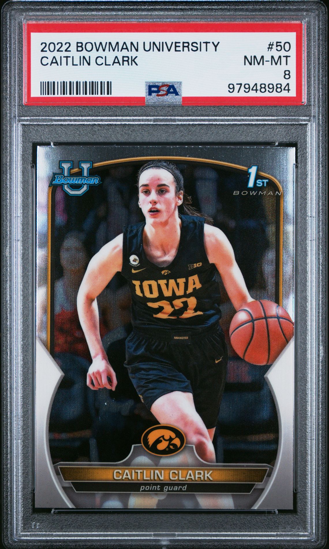 2022 Bowman Chrome University Caitlin Clark #50 Nm-Mt 8 front