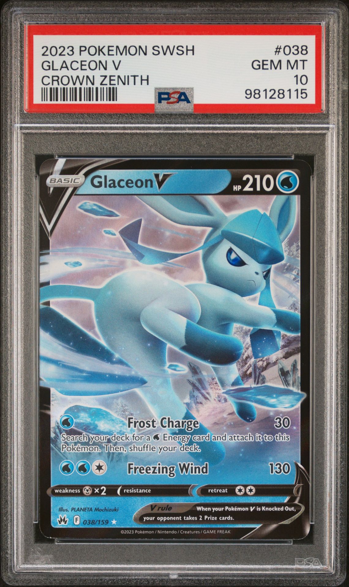 2023 Pokemon POKEMON SWORD AND SHIELD CROWN ZENITH #038 Glaceon V front
