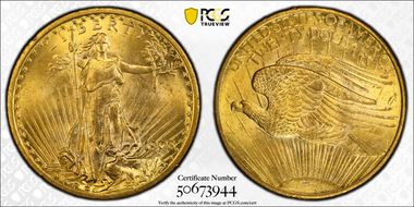 1908 $20 No Motto MS64