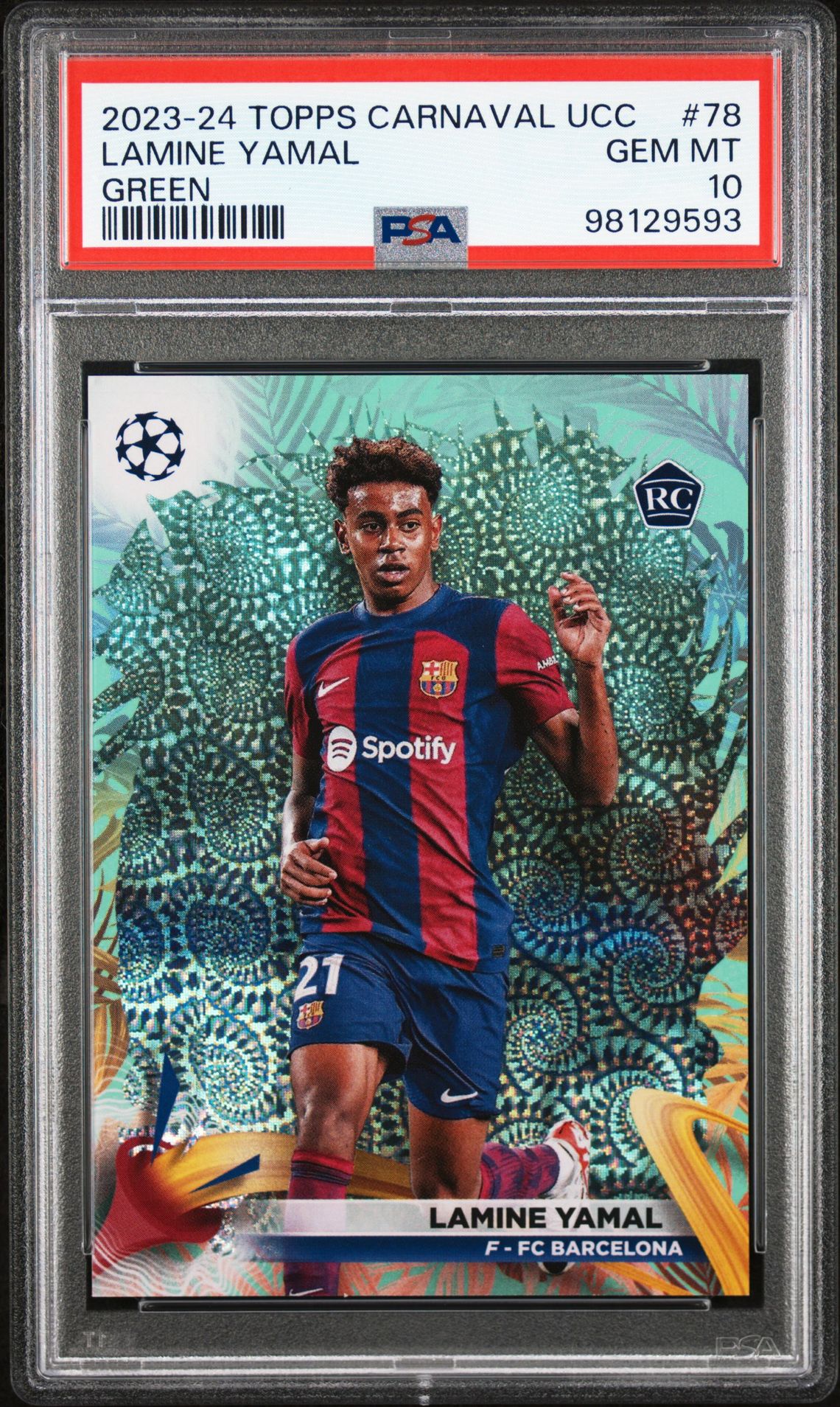 2023-24 Topps TOPPS CARNAVAL UEFA CLUB COMPETITIONS GREEN #78 Lamine Yamal front