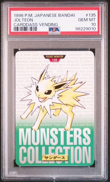 Jolteon card PSA 10, cert 98229010