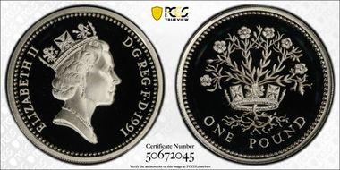 1991 £1 S-J4 N. Irish Design Ag PR69DCAM