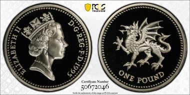 1995 £1 S-J10 Welsh Design Ag PR69DCAM