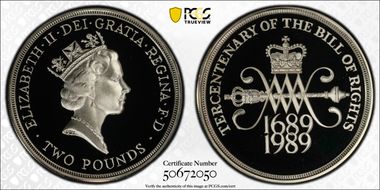 1989 £2 S-K2 Bill of Rights Ag PR69DCAM