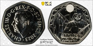 2023 50p Darth Vader & Emperor Palpatine Star Wars MS68